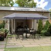 Flash Furniture Elizabeth 15 FT Triple Head Patio Umbrella with Crank and Tilt Functionality in Gray GM-WL-UU021-GRY-GG